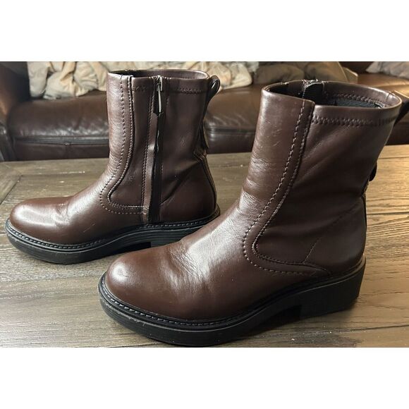 FRANCO SARTO Womens Brown Goring Karbon‎ Almond Toe Block Heel Boots Shoes 6 M - Picture 2 of 5